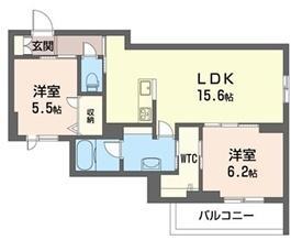 シャトー・ベノワ(2LDK/2階)の間取り写真