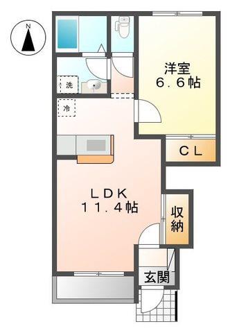 パストラル八田(1LDK/1階)の間取り写真