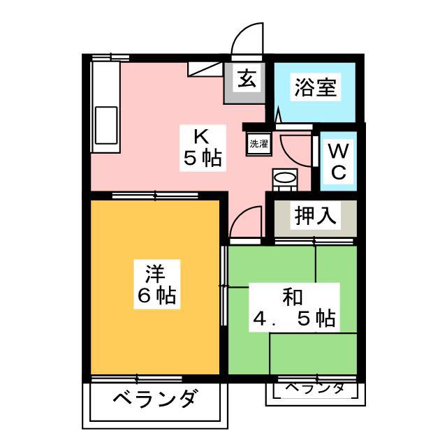 グリーンライベックス峰岡(2DK/2階)の間取り写真