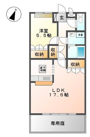 シャルマン・コート(1LDK/1階)の間取り写真