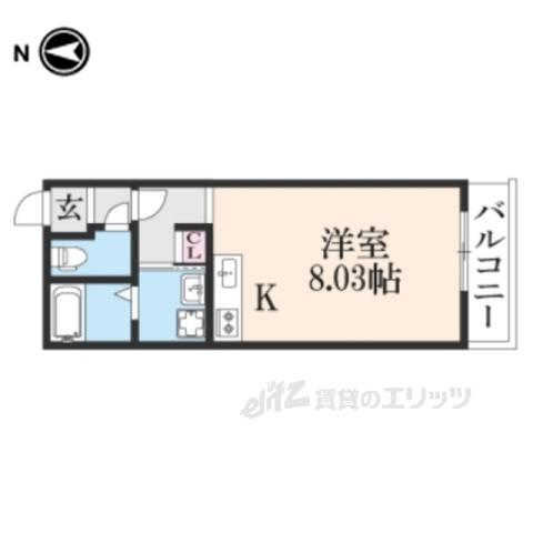 メゾン草津本陣(ワンルーム/2階)の間取り写真