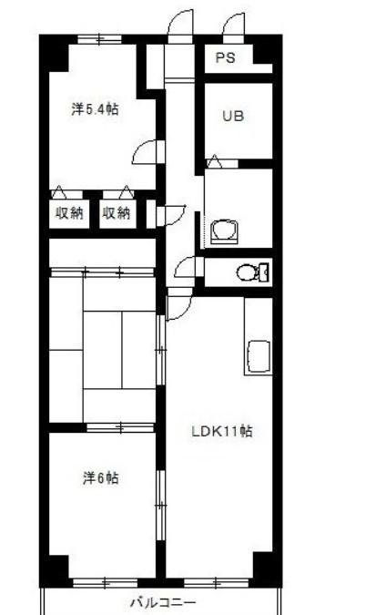 エスポワール横山(3LDK/2階)の間取り写真