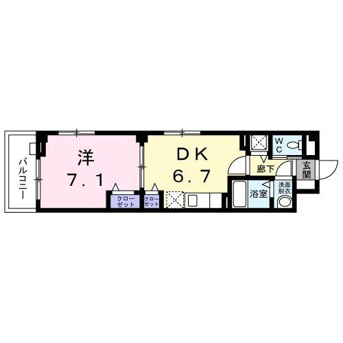 ピノ フォルトゥーナ(1DK/1階)の間取り写真