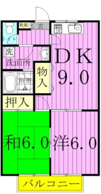 マロンドセブンII(2DK/1階)の間取り写真