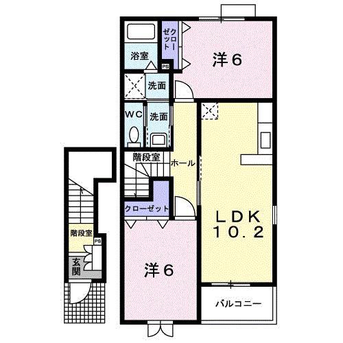 パークサイドカレート(2LDK/2階)の間取り写真