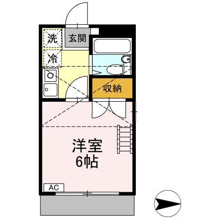 サンライズ西元町(1K/1階)の間取り写真