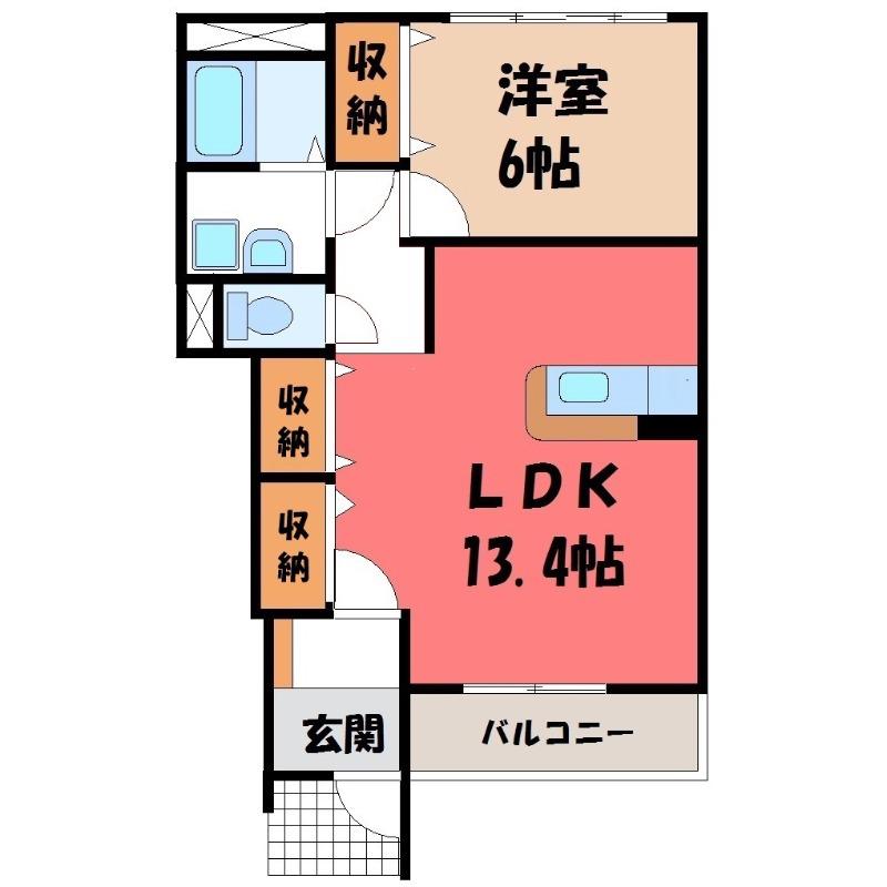 コテージA(1LDK/1階)の間取り写真
