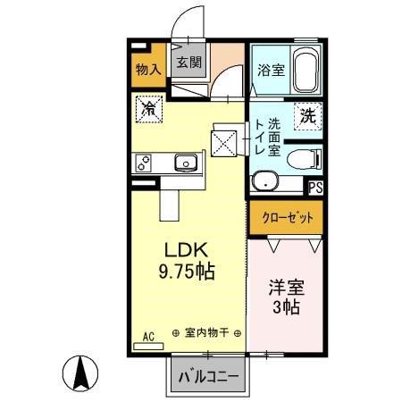 メゾン・ド・ボヌールB棟(1LDK/1階)の間取り写真