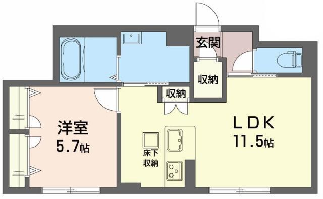 FORENABRUN徳島(1LDK/1階)の間取り写真