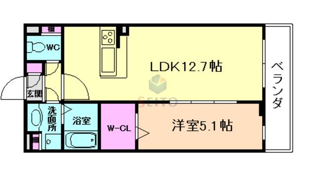 LE CIEL BLEU(1LDK/2階)の間取り写真
