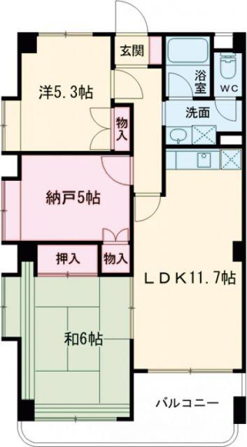 ハイツかすみ野II(3LDK/5階)の間取り写真