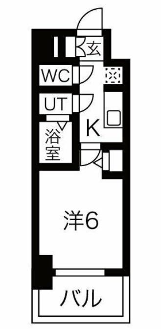 ファステート難波ラグジュ(1K/9階)の間取り写真