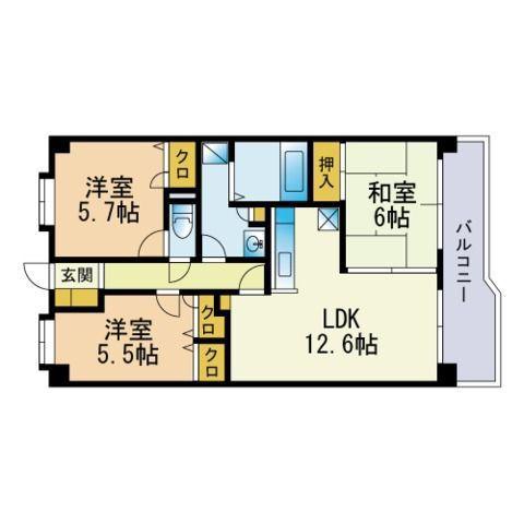 エスポワール21(3LDK/5階)の間取り写真