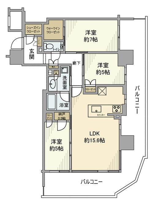 シティタワー千住大橋(3LDK/17階)の間取り写真