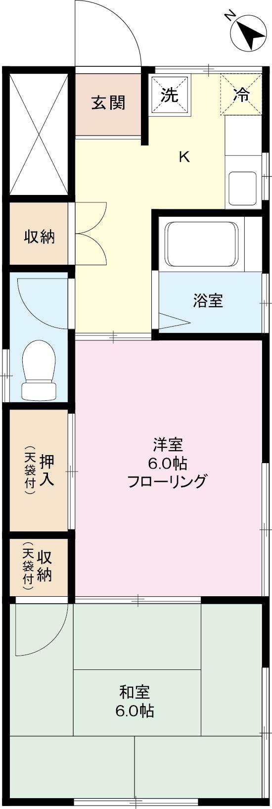 風野アパート(2K/1階)の間取り写真