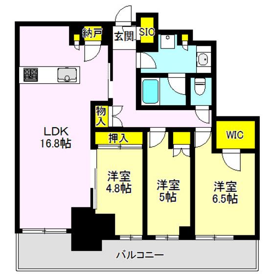 ブリリアタワー高崎アルファレジデンシア 805号(3LDK/8階)の間取り写真
