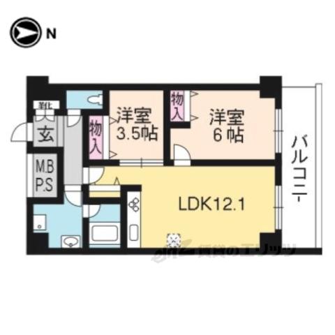 イースト GATE 京都(2LDK/4階)の間取り写真