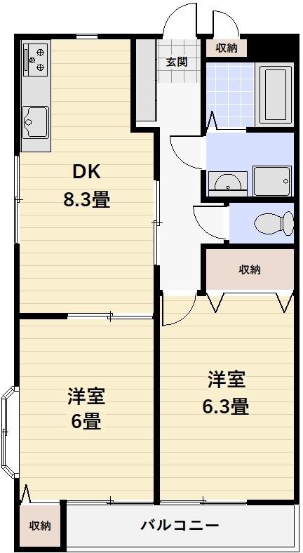 メゾンピア A棟(2DK/1階)の間取り写真