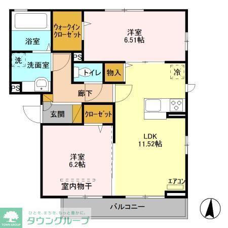 AZALEA辻前A(2LDK/2階)の間取り写真