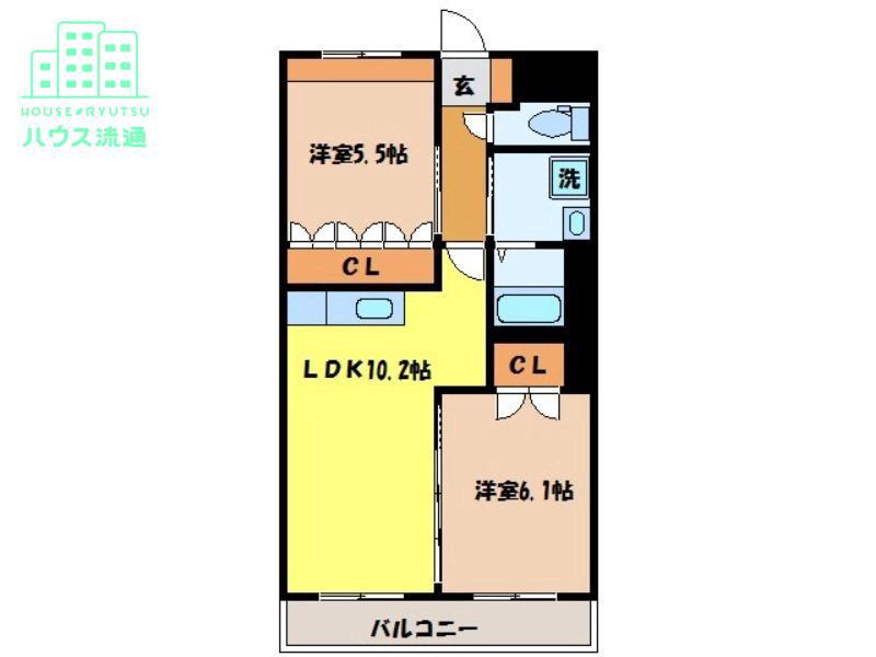 エミアリーII(2LDK/2階)の間取り写真