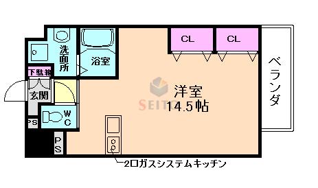 GRACE元今里(ワンルーム/5階)の間取り写真