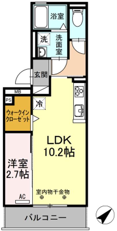 アンセム(ワンルーム/1階)の間取り写真