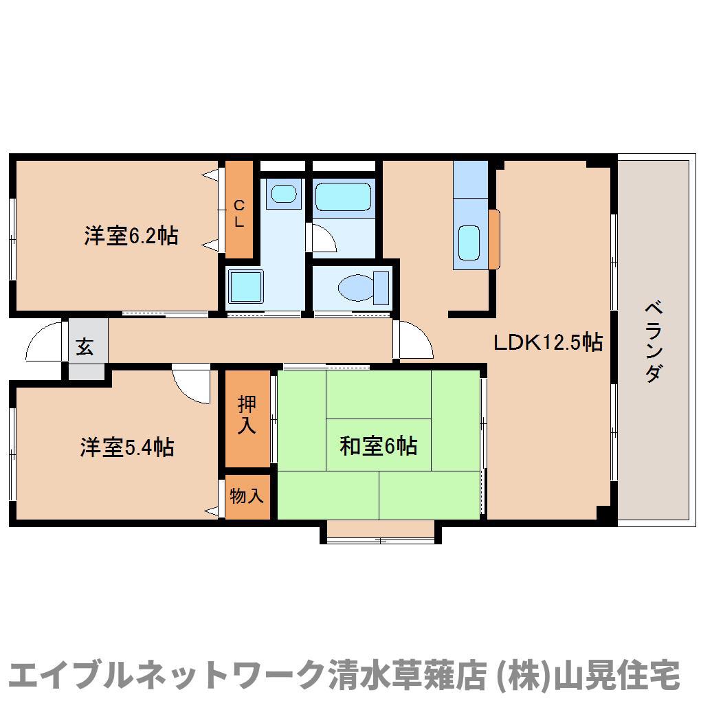 グランヒル(3LDK/5階)の間取り写真