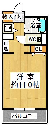 学園カレッジハイツ(1K/4階)の間取り写真