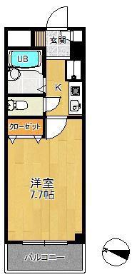 日佑ビル(1K/4階)の間取り写真