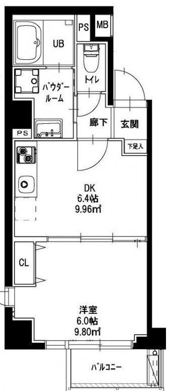 新宿御苑荘(1DK/3階)の間取り写真