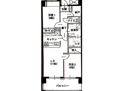 ハートフルライフIWASA1(2LDK/7階)の間取り写真