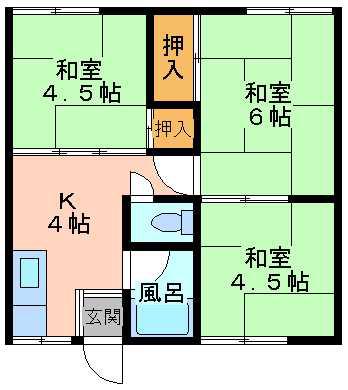 パークプラザハイツA棟(3K/1階)の間取り写真