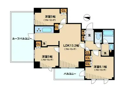 パークハウス三軒茶屋クロスコート(3LDK/8階)の間取り写真