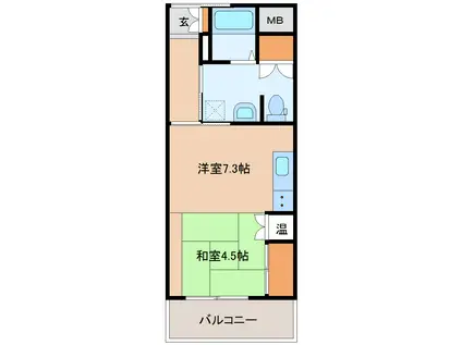 シルバーハイム増坪(1K/3階)の間取り写真