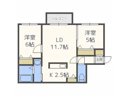 RTL 西町(2LDK/2階)の間取り写真