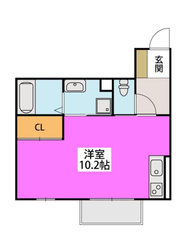  インペリアル大賀IV(ワンルーム/3階)の間取り写真
