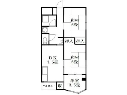 渭東ハイツ(3DK/2階)の間取り写真