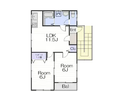 コンフレール(2LDK/2階)の間取り写真