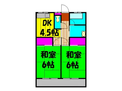 コーポ片柳(2DK/2階)の間取り写真