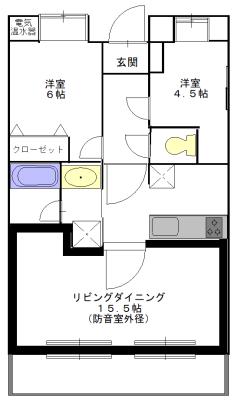 コーナスフロリダ(2LDK/3階)の間取り写真