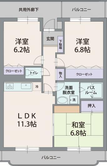 フェルミエール香貫(3LDK/2階)の間取り写真