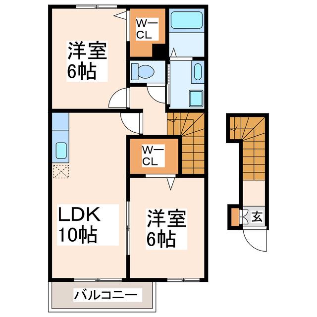 エヴァーグリーン・サウス(2LDK/2階)の間取り写真