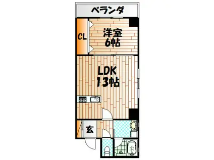 グレイス(1LDK/3階)の間取り写真