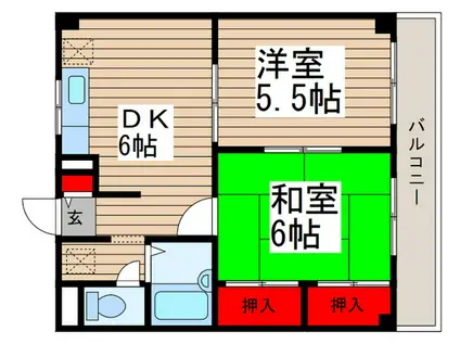 コスモス津田沼(2DK/3階)の間取り写真
