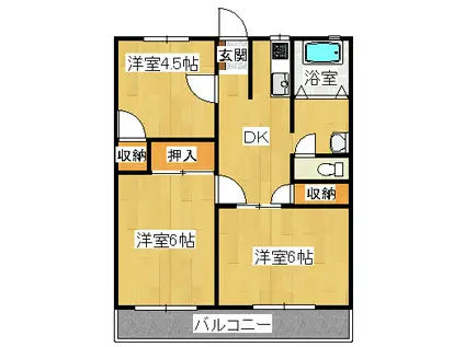 中川ハイツ(3DK/1階)の間取り写真