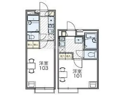 レオパレスPURE ASAHI(1K/1階)の間取り写真