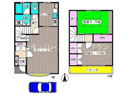 木崎松本テラスハウス(2LDK/1階)の間取り写真