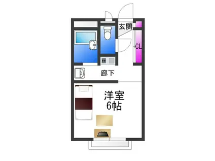 レオパレスきらら(1K/2階)の間取り写真