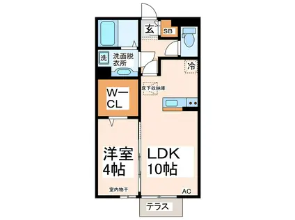 レスポワールTSURU(1LDK/1階)の間取り写真