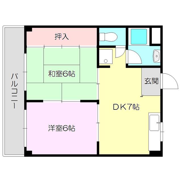 コーポ平見(2DK/4階)の間取り写真